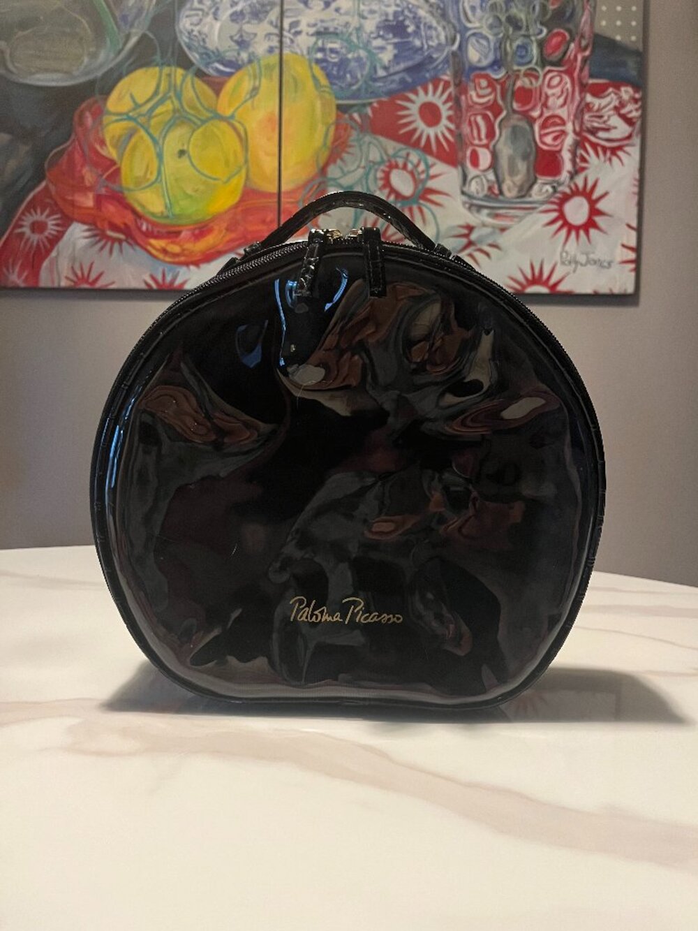 Vintage Paloma Picasso Vegan Black Croc Embossed Travel Case